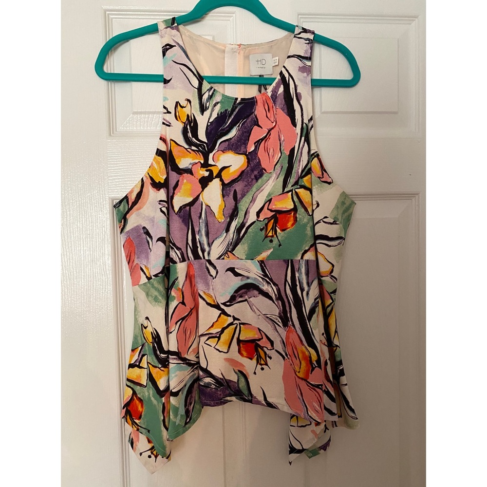 Anthropologie HD InParis Peplum flower motif top